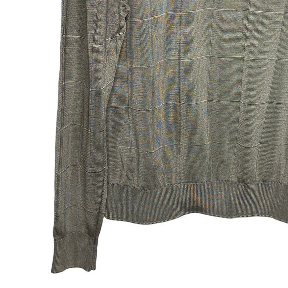 Roberto Villini Collezione Mens Size XXL Tan Windowpane Sweater Long Sleeve - Picture 4 of 8